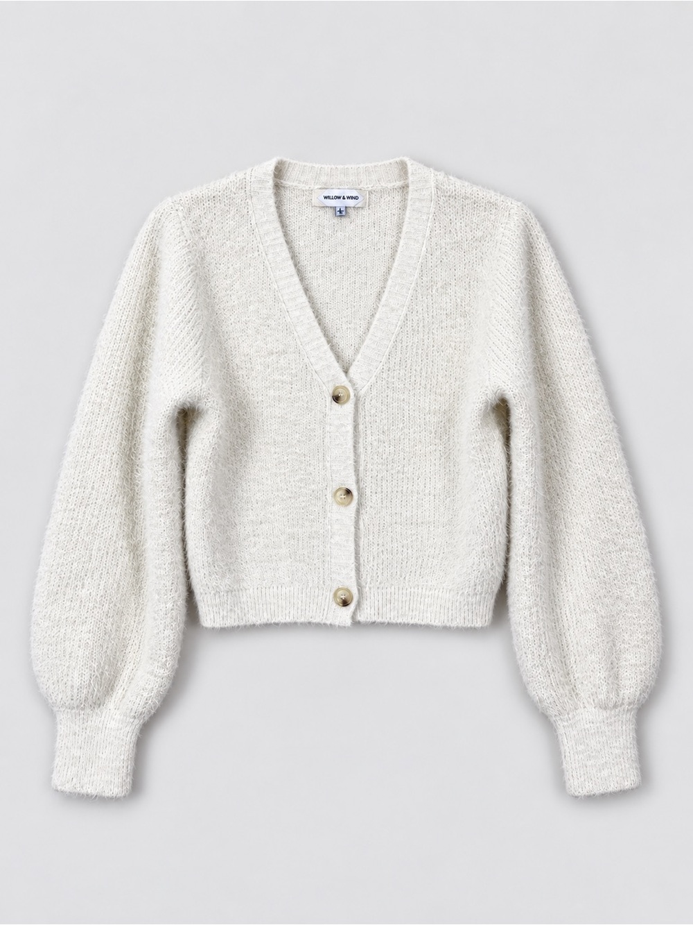 Willow & Wind Womens Cardigan Sweater Small Coquette Soft Girl Balloon Sleeves